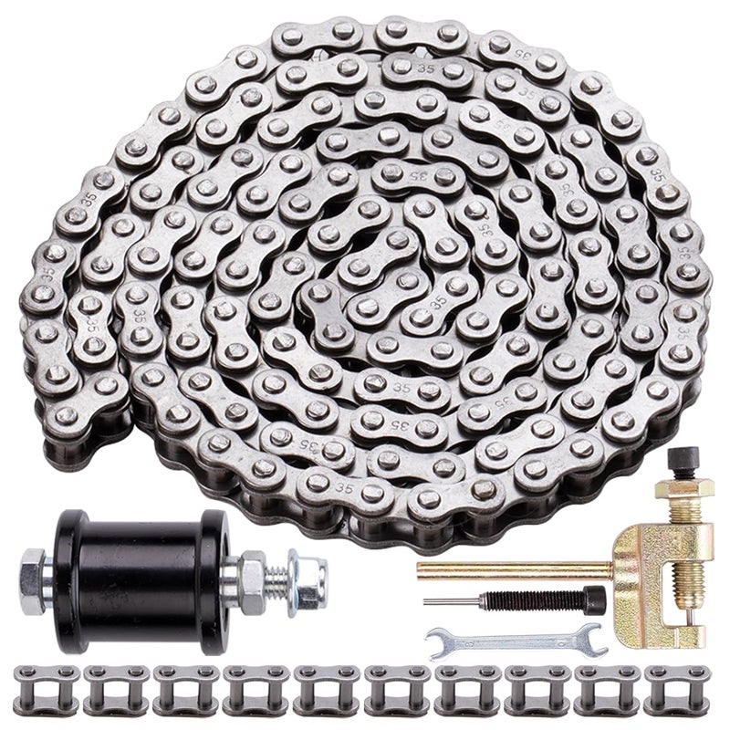 Kuiuk 35 Chain 140 Links Mini Bike Chain Tensioner fit for Coleman CT100U CC100X Predator 212cc 79cc 97cc 100cc Baja Doodle Bug DB30 Motovox MBX10 MBX11 Mega Moto MM-B80 105cc Mini Bike Go Kart Parts - Image 1